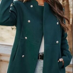 Emerald green double breasted coat